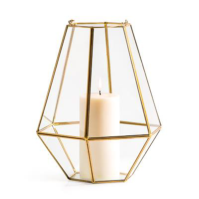 Hexagon glass hurricane large